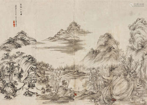 方伯滔 癸亥（1863）年作 富春山色 镜片 水墨纸本