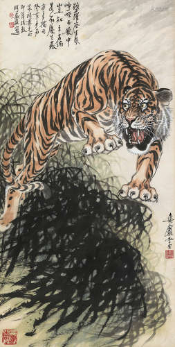 胡爽庵（1916～1988） 癸亥（1983）年作 百兽之瑞 立轴 设色纸本