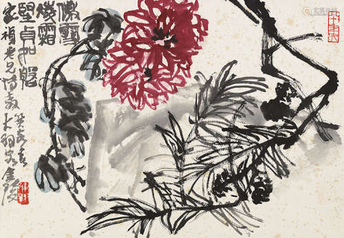陈大羽（1912～2001） 癸亥（1983）年作 傲雪凌霜 镜片 设色纸本
