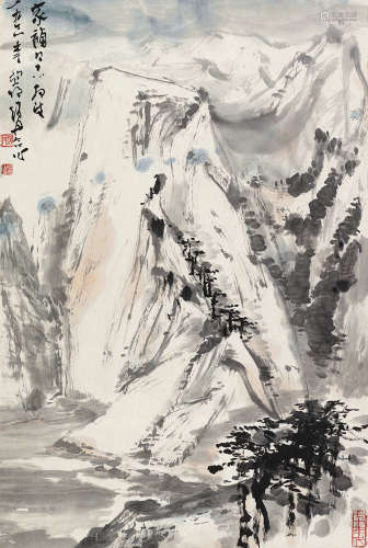 亚明（1924～2002）  赵丹（#） 1971年作 写意山水 立轴 设色纸本