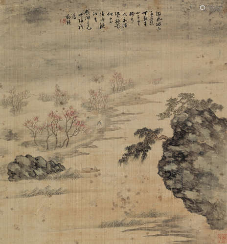 郑绩（1813～1874） 青山云树 立轴 设色绢本