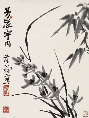 李苦禅（1899～1983） 芳溢宇内 镜片 水墨纸本