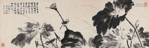 徐健（b.1955） 己巳（1989）年作 荷塘小鸟 镜片 水墨纸本
