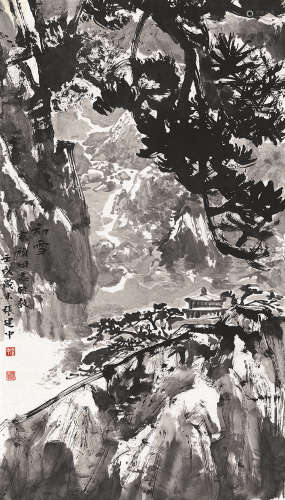 张建中（b.1929） 壬戌（1982）年作 初雪 镜片 水墨纸本