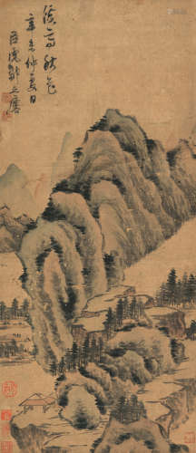 邹之麟（明） 辛未（1631）年作 溪亭秋色 立轴 设色纸本