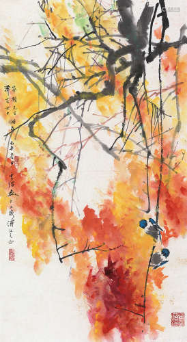 俞云阶（1917～1992） 己未（1979）年作 花鸟 镜片 设色纸本