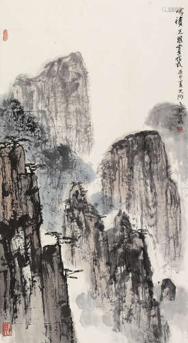 亚明（1924～2002） 庚申（1980）年作 太湖风光 立轴 设色纸本