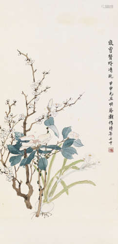 夏敬观（1875～1953） 甲申（1944）年作 花卉 镜片 设色纸本