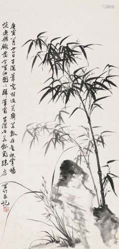 吴子深（1893～1972）  若瓢  陈方 庚寅（1950）年作 兰竹双清 镜片 水墨纸本