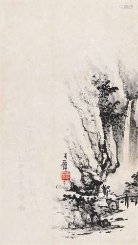 黄君璧（1898～1991） 深山归樵 镜片 水墨纸本