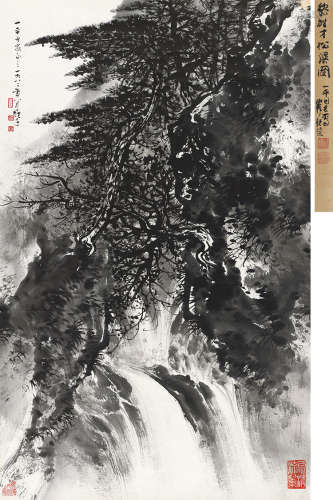 黎雄才（1910～2001） 1982年作 松瀑图 立轴 水墨纸本