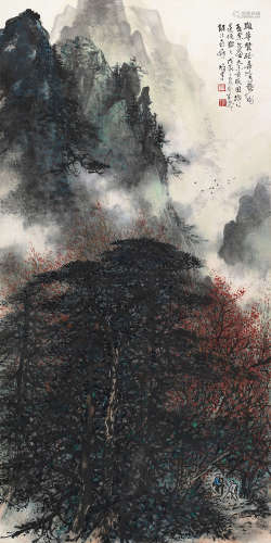 黎雄才（1910～2001） 戊辰（1988）年作 深山红叶 镜片 设色纸本