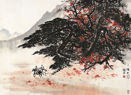 黎雄才（1910～2001） 红树双骑 镜片 设色纸本
