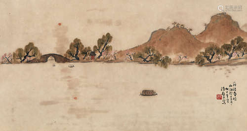 陈树人（1884～1948） 1948年作 苏堤春晓 镜片 设色纸本