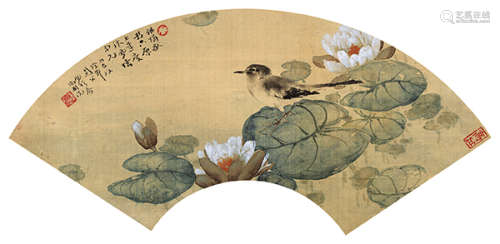 高剑父（1879～1951） 丙辰（1916）年作 荷塘小鸟 镜片 设色绢本