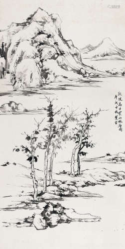 饶宗颐（1917～2018） 庚戌（1970）年作 虞山林壑图 镜片 水墨纸本
