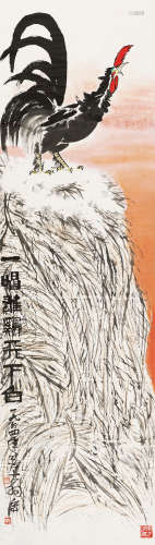 陈大羽（1912～2001） 1964年作 一唱雄鸡天下白 立轴 设色纸本