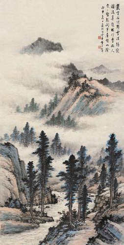 黄君璧（1898～1991） 云深溪壑 镜片 设色纸本