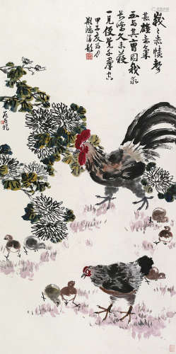范昌乾（1908～1985） 甲子（1984）年作 大吉图 立轴 设色纸本