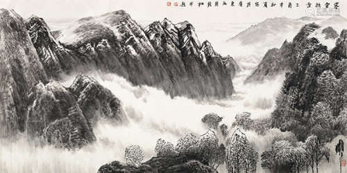 许钦松（b.1952） 乙酉（2005）年作 寒云欲雪 镜片 设色纸本