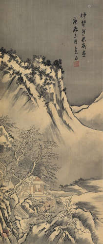 高贞白（1906～1992） 庚辰（1940）年作 深山茅屋 立轴 设色绢本