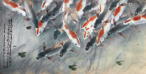 赵少昂（1905～1998） 辛酉（1981）年作 鱼乐图 镜片 设色纸本