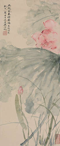 吴湖帆（1894～1968） 甲午（1954）年作 水殿风来暗香满 镜片 设色纸本