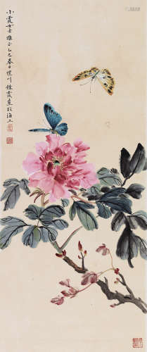 周炼霞（1906～2000） 乙巳（1965）年作 蝶恋花 镜片 设色纸本