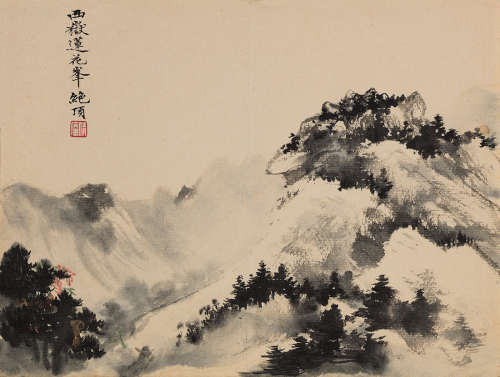 吴湖帆（1894～1968） 西岳莲花峰绝顶 镜片 水墨纸本