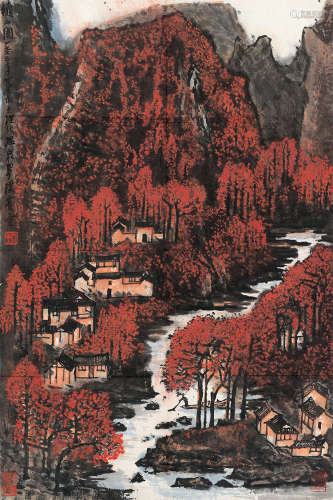 李可染（1907～1989） 1963年作 秋山图 镜片 设色纸本