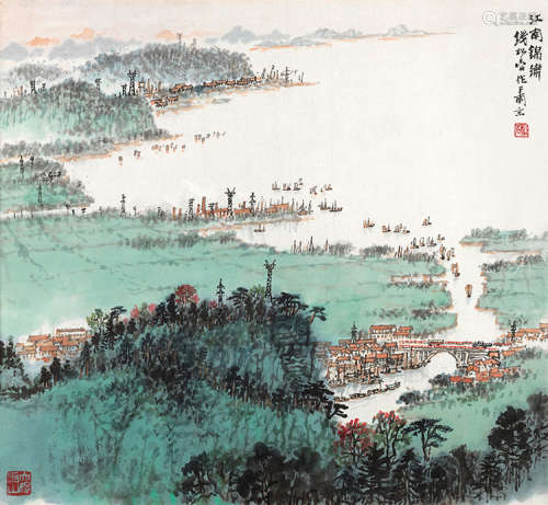 钱松嵒（1899～1985） 江南锦绣 镜片 设色纸本