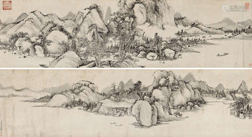 董邦达（1696～1769） 湖山平远 手卷 水墨纸本
