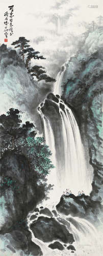 陈凝丹（1911～1985） 观瀑图 立轴 设色纸本