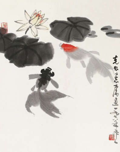 吴作人（1908～1997） 1978年作 鱼乐图 立轴 设色纸本