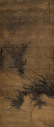 吴宏（1615～1680） 竹石 立轴 水墨绢本