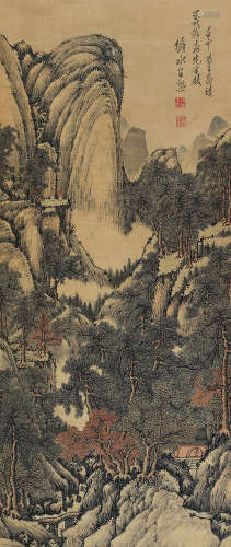 王槩（1645～1710） 壬申（1692）年作 深山禅院 立轴 设色纸本