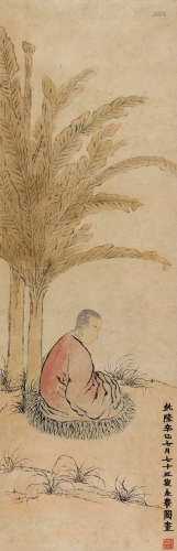 金农（1687～1763） 辛巳（1761）年作 红衣罗汉 立轴 设色纸本