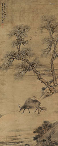 杨晋 丙午（1726）年作 春郊牧歌图 立轴 设色纸本