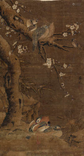 吕纪（1477～?）（款） 梅鹊图 镜片 设色绢本