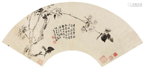居廉（1828～1904） 乙亥（1875）年作 花卉草虫 镜片 水墨纸本