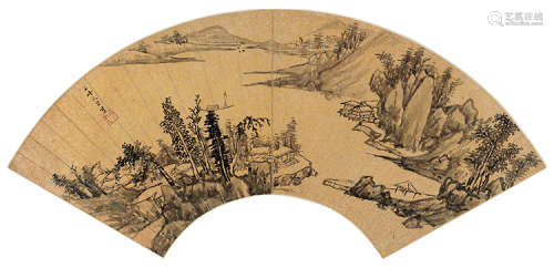 文伯仁（1502～1575） 山水 扇面 水墨纸本