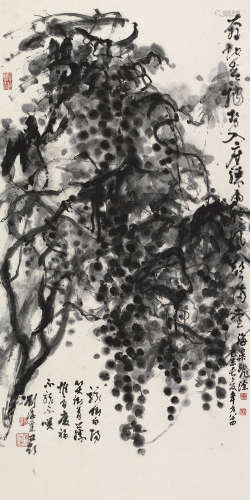 刘海粟（1896～1994） 己未（1979）年作 葡萄 立轴 水墨纸本