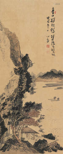 溥儒（1896～1963） 甲戌（1934）年作 青山碧波图 立轴 设色纸本