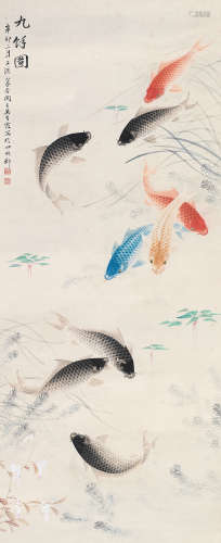吴青霞（1910～2008） 辛卯（1951）年作 九馀图 镜片 设色纸本