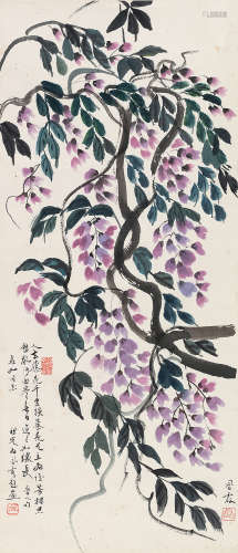 新凤霞（1927～1998） 紫藤 镜片 设色纸本
