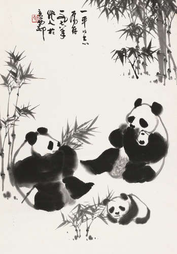 吴作人（1908～1997） 1978年作 全家福 立轴 水墨纸本