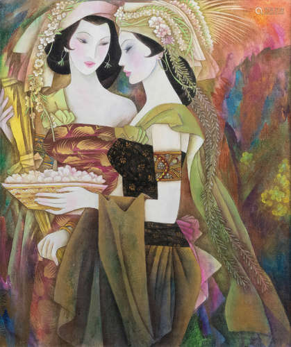 冯长江（b.1943） 少女 镜片 色布