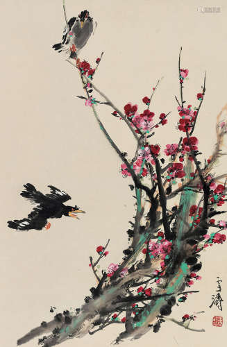 王雪涛（1903～1982） 梅花双雀 立轴 设色纸本