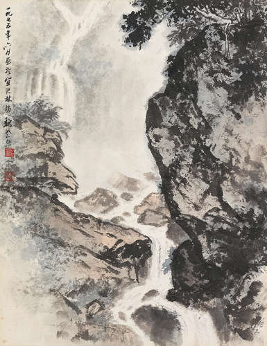 魏紫熙（1915～2002） 1975年作 清泉 镜片 设色纸本