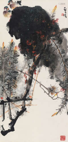 郑乃珖（1911～2005） 花鸟 立轴 设色纸本